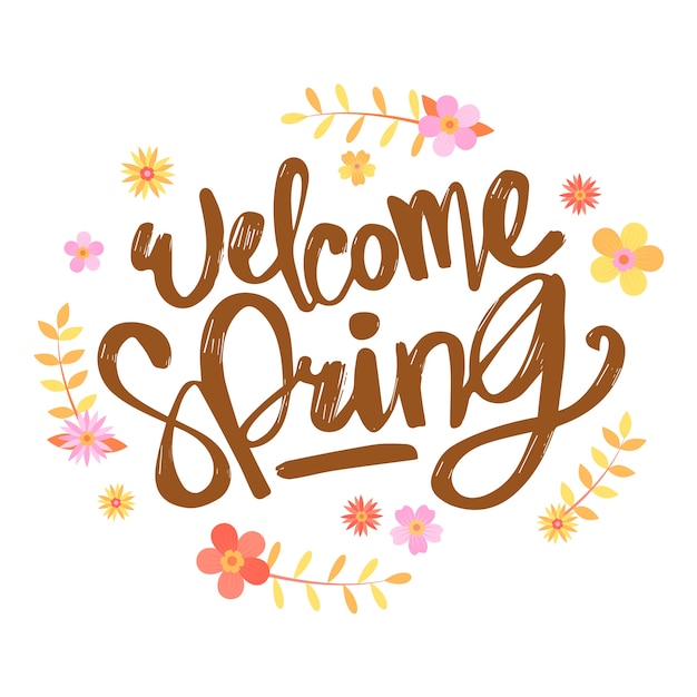 Spring lettering with colorful decoration