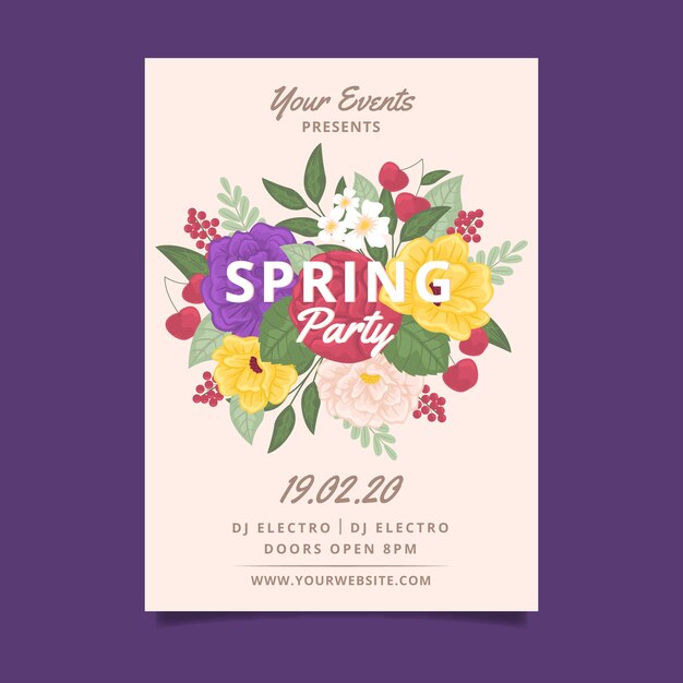 Spring party floral poster template theme