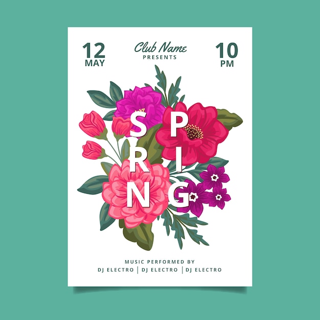 Free vector spring party floral poster template