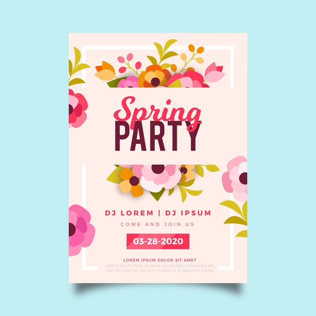 Spring party flyer template