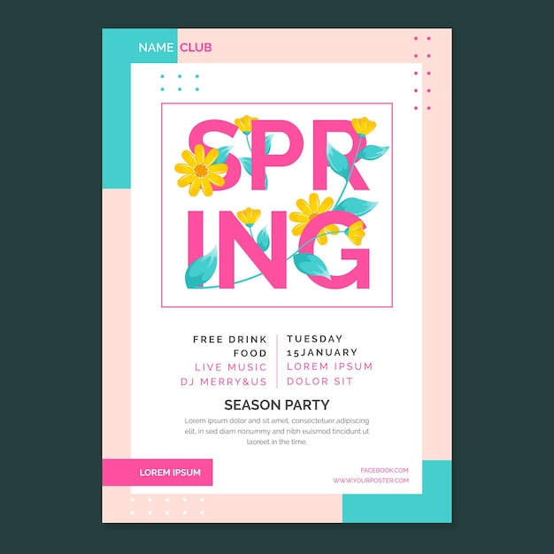 Spring party flyer template