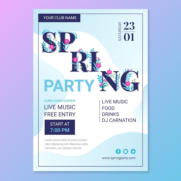 Spring party flyer template