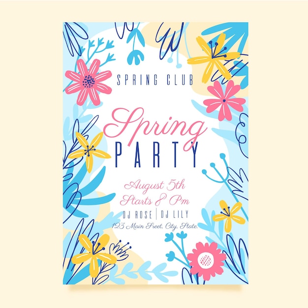 Free vector spring party flyer template