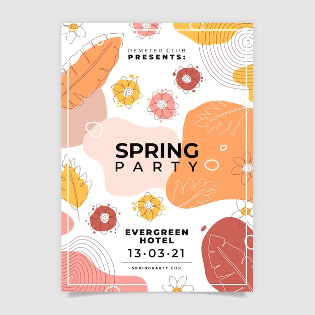 Spring party flyer template