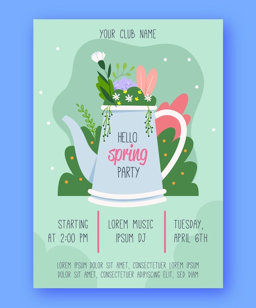 Free vector spring party flyer template