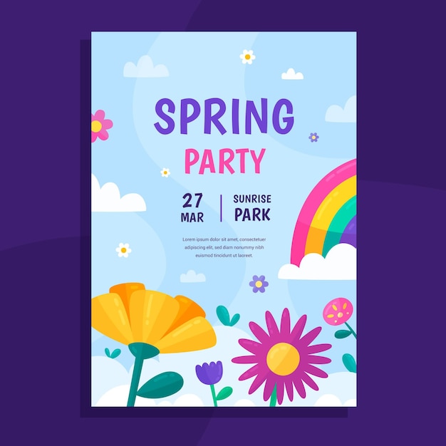 Spring party poster template illustrated