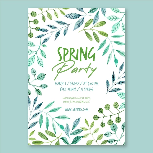 Free vector spring party poster template