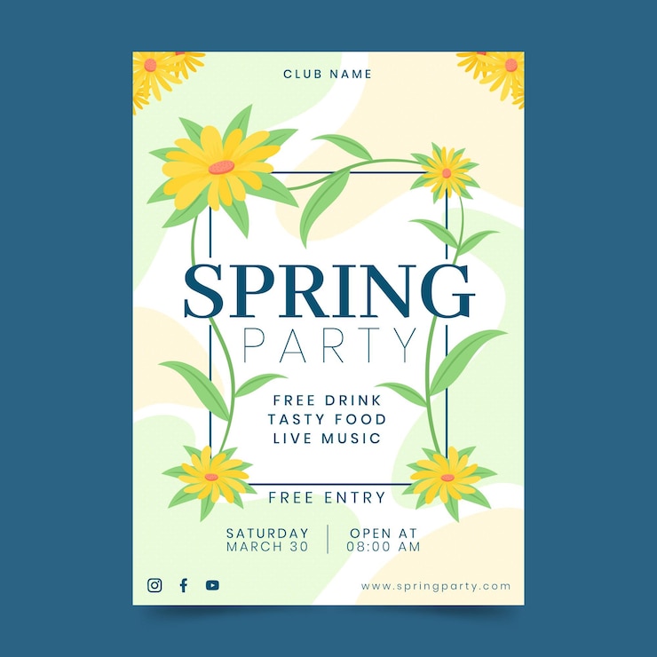Free Vector spring party poster template