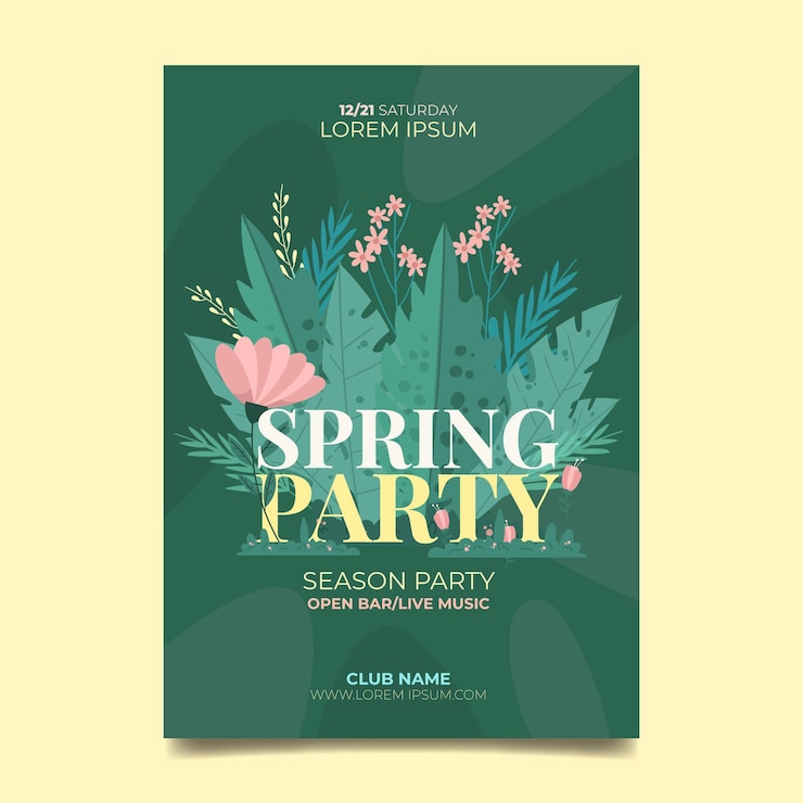 Free Vector spring party poster