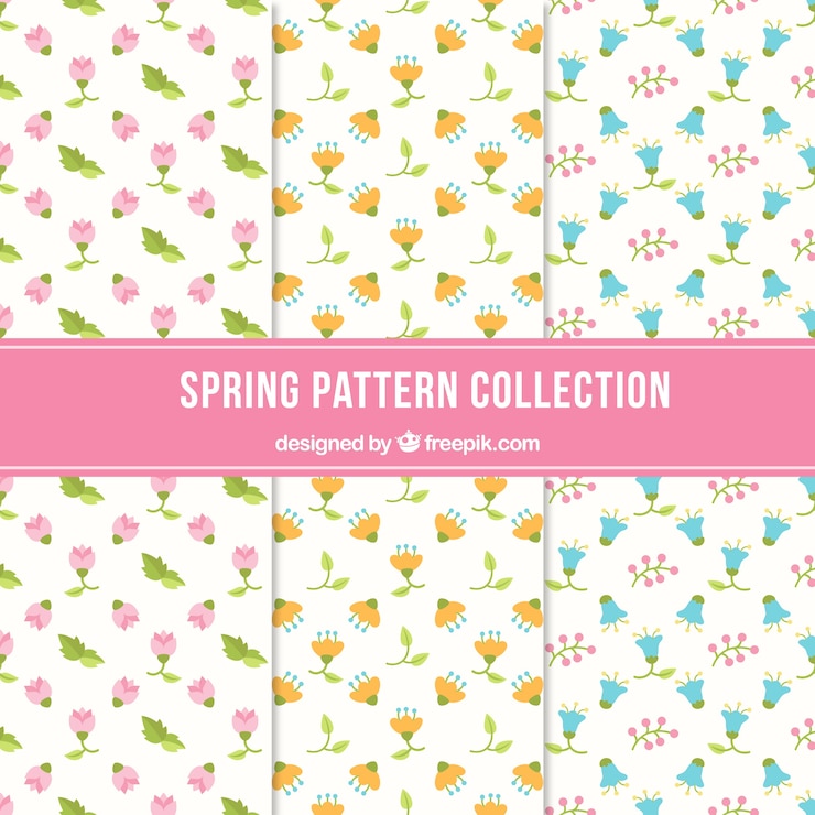 Free Vector spring pattern collection in flat design