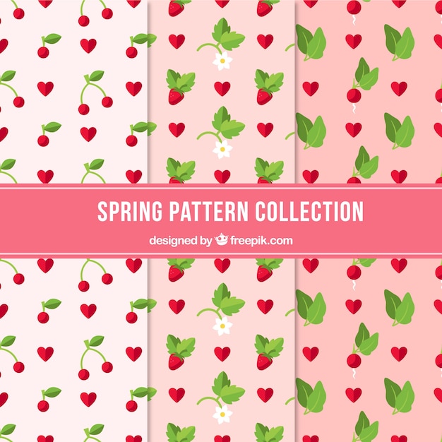 Free vector spring pattern collection in flat design