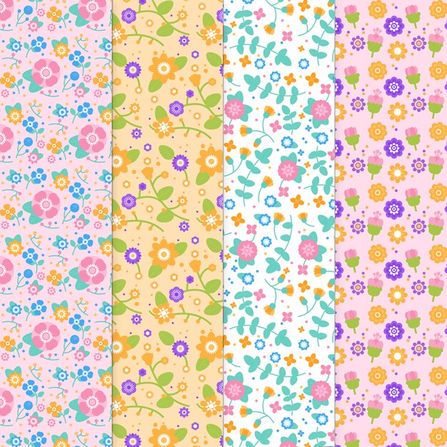 Spring pattern collection in flat design