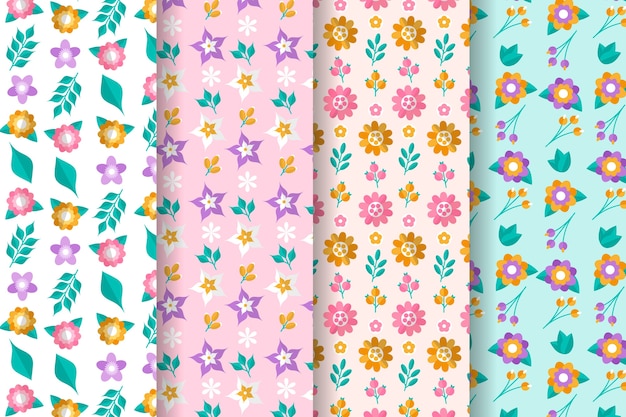 Spring pattern collection in flat design