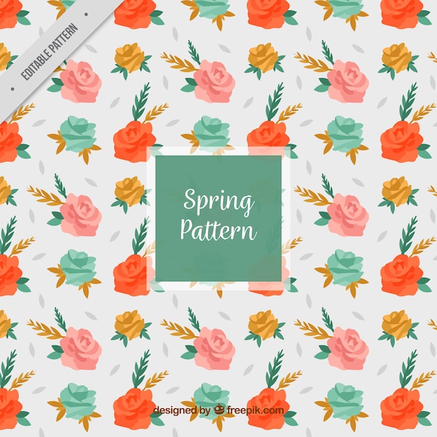 Spring pattern with colorful flowers