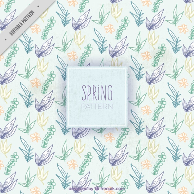 Free vector spring pattern with decorative plants