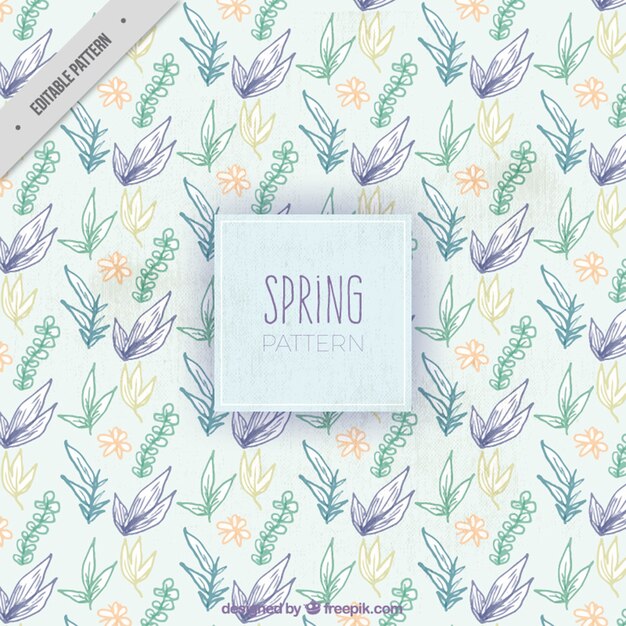 Spring pattern with decorative plants