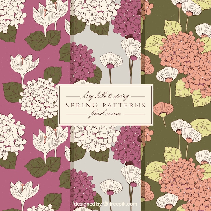 Free Vector spring patterns in vintage style