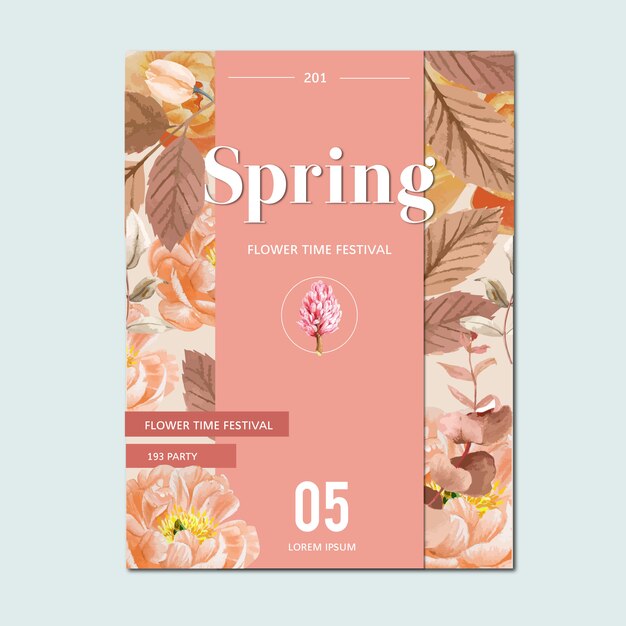 春のポスターの生花、カラフルな花柄の庭園、結婚式、招待状の装飾カード