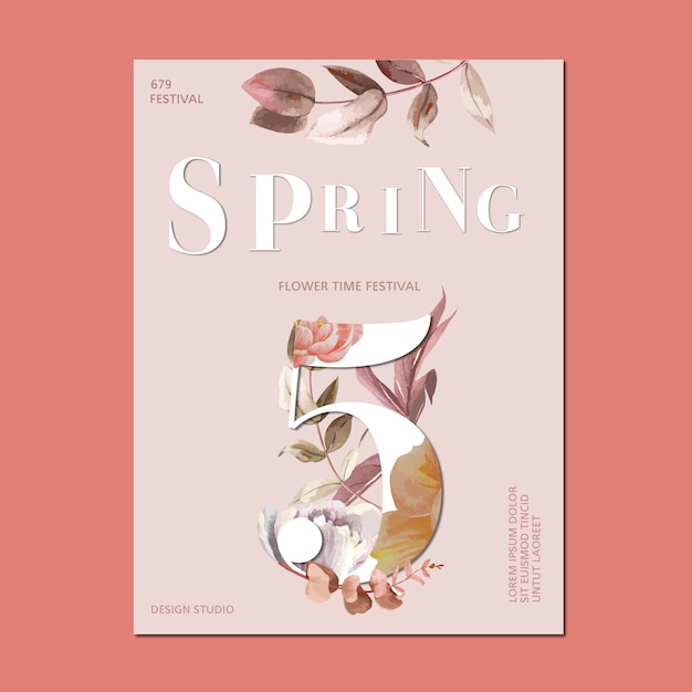 春のポスターの生花、カラフルな花柄の庭園、結婚式、招待状の装飾カード