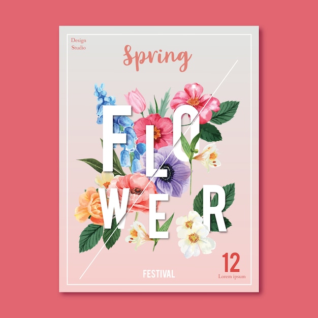 Spring poster fresh flowers