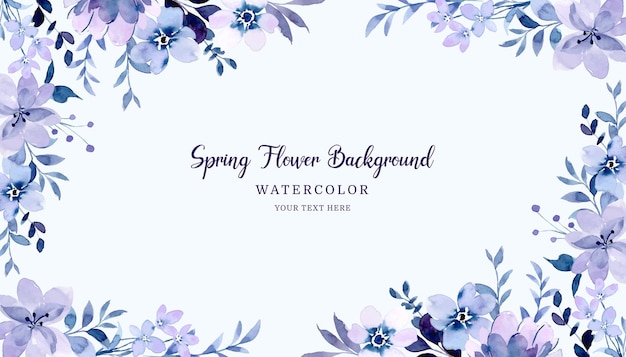 Spring Purple Floral Background With Watercolor