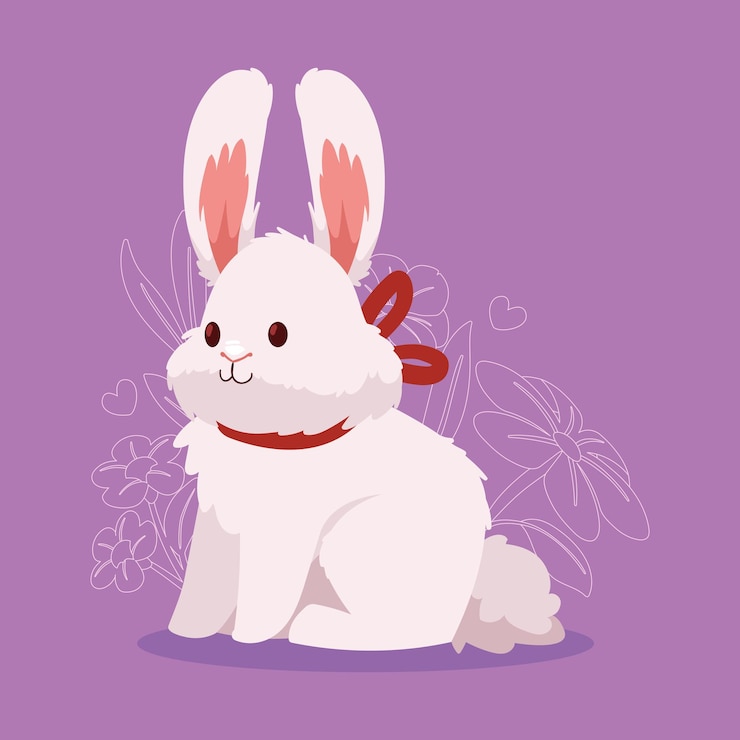Free Vector spring rabbit with bow