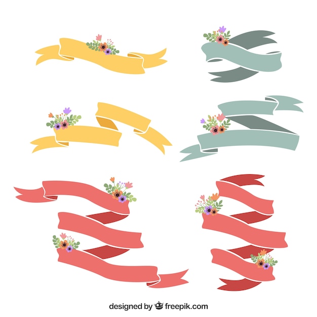 Free vector spring ribbon collection