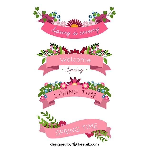 Free vector spring ribbon collection