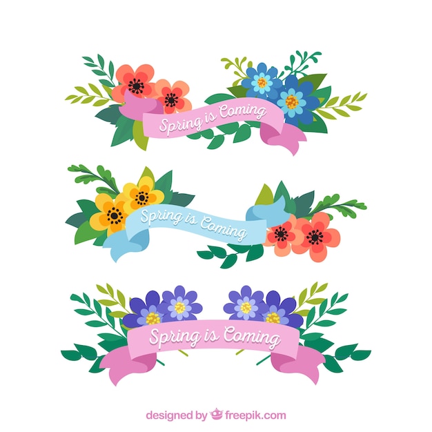 Free vector spring ribbon collection