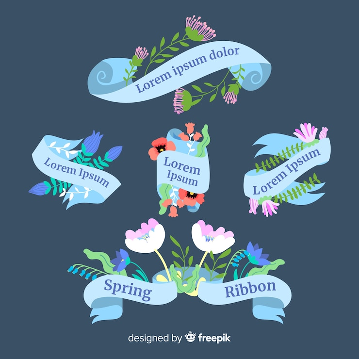 Free Vector spring ribbon collection