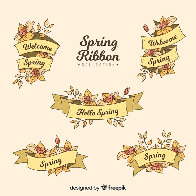 Free vector spring ribbon collection