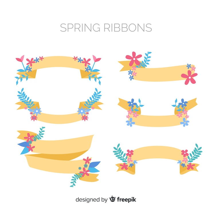 Free Vector spring ribbon collection
