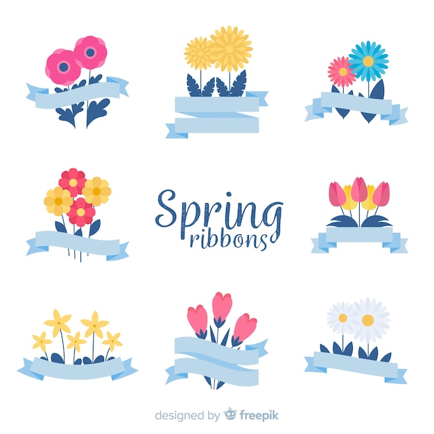 Free vector spring ribbon pack