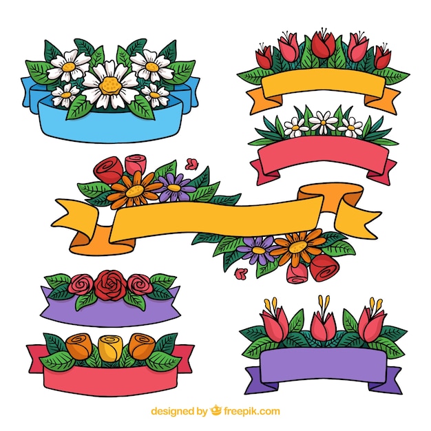 Free vector spring ribbons collection