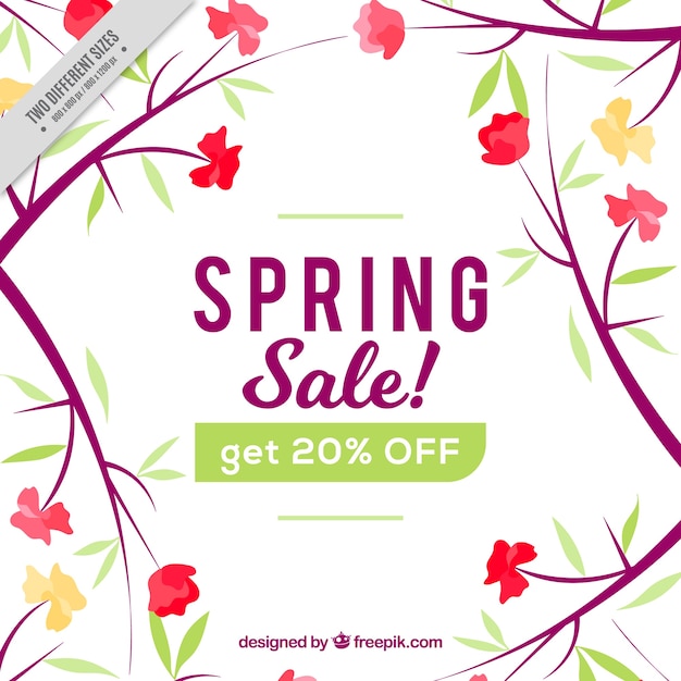 Free vector spring sale background with floral decoration