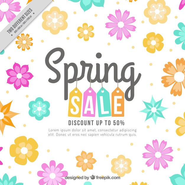 Spring sale background with flowers