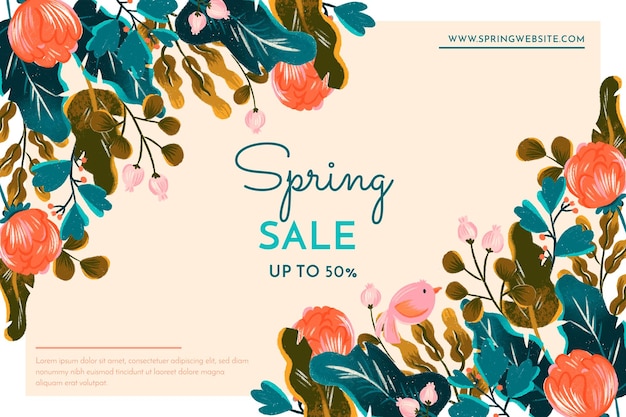 Spring sale banner with flowers