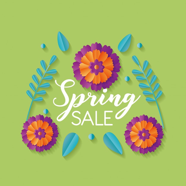 Free vector spring sale banner with flowers