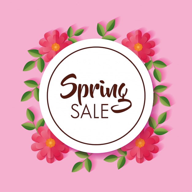 Spring sale banner with flowers