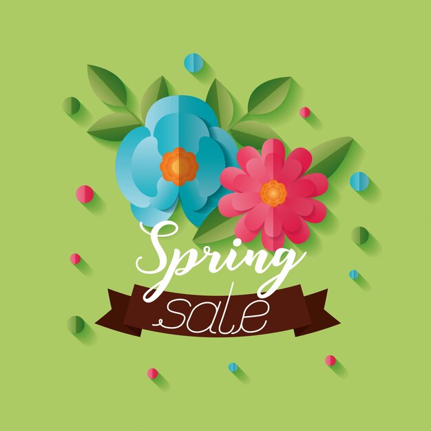 Spring sale banner with flowers