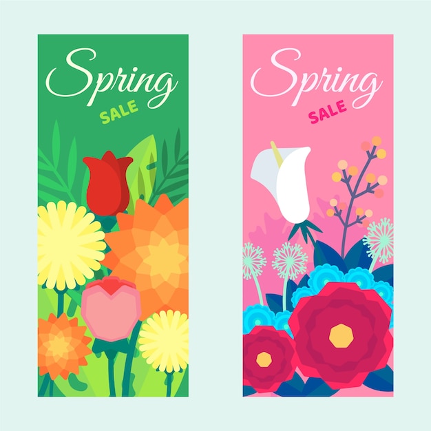 Spring sale banners in flat design