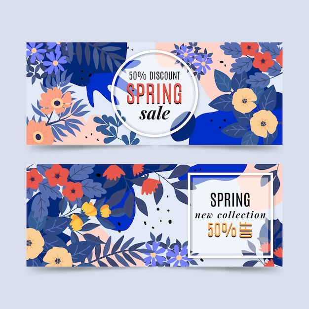 Banner di vendita di primavera in design piatto