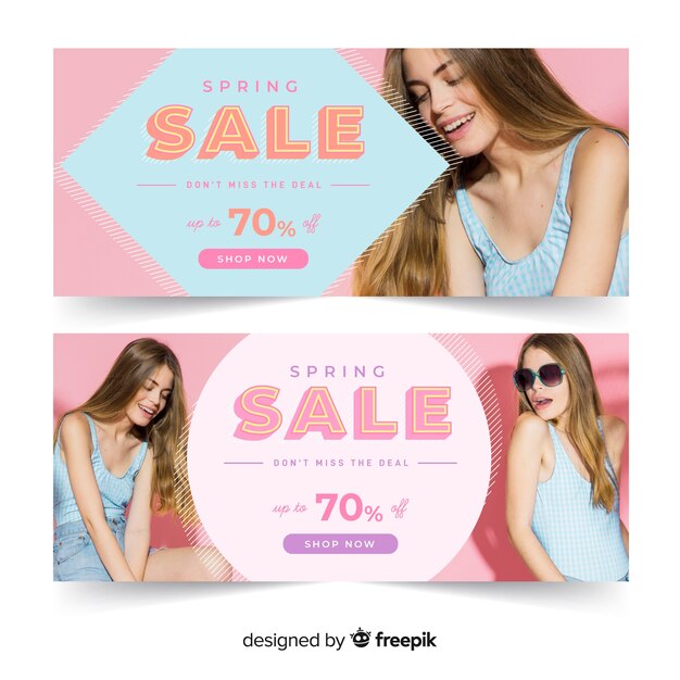 Spring sale banners with photo