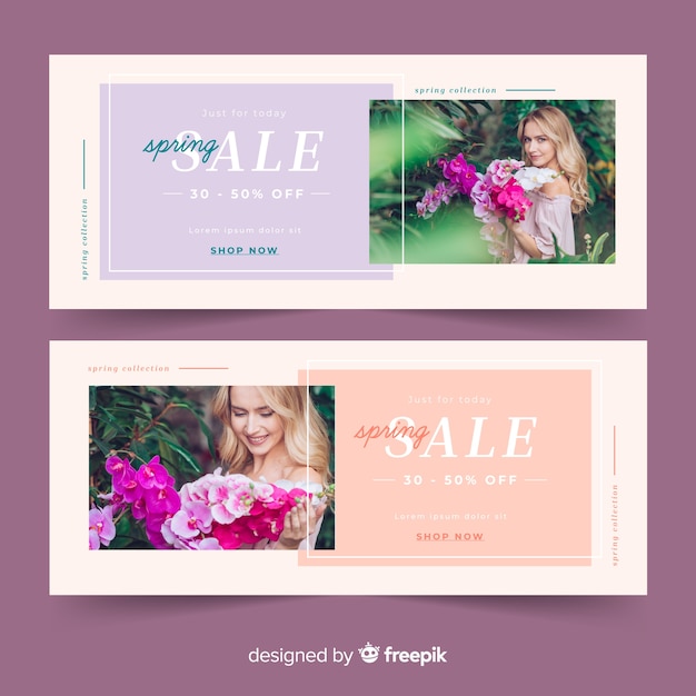 Spring sale banners with photo