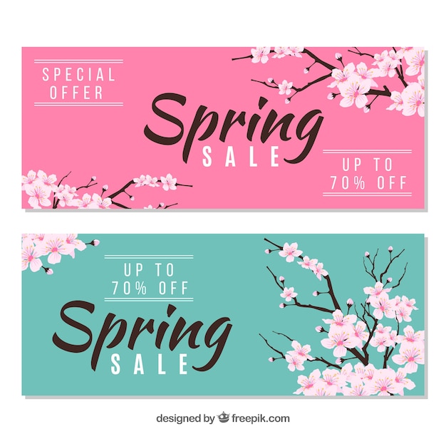 Free Vector  Spring sale banners