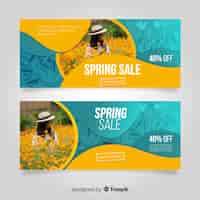 Vettore gratuito banner di vendita di primavera