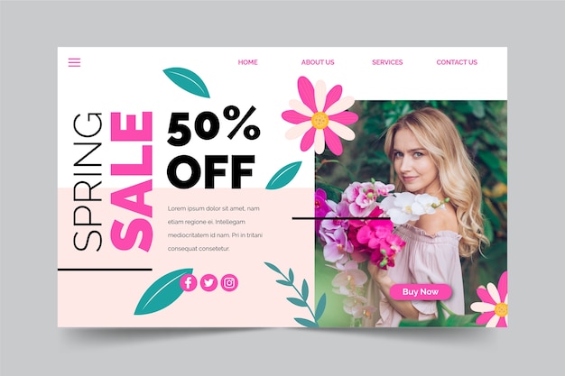 Free vector spring sale collection landing page