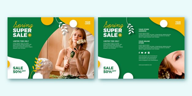 Spring sale flyer mock-up on white desk