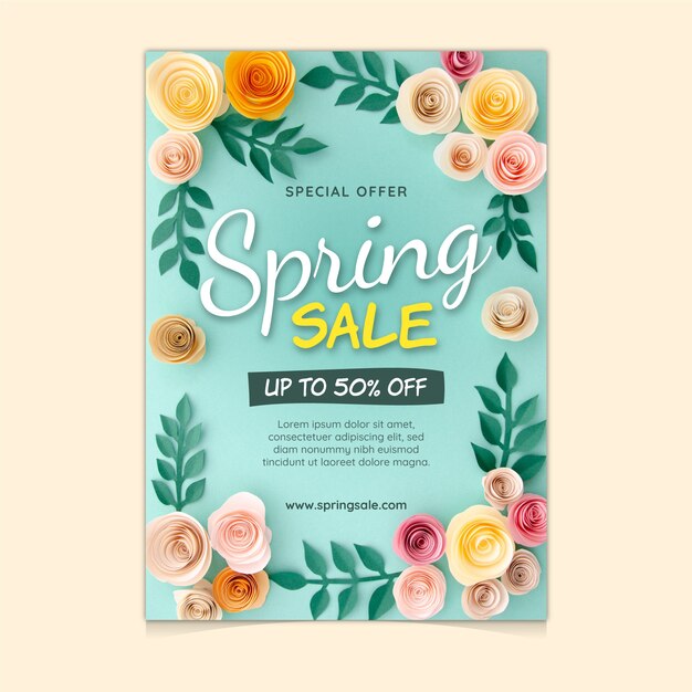 Free vector spring sale flyer template with photo