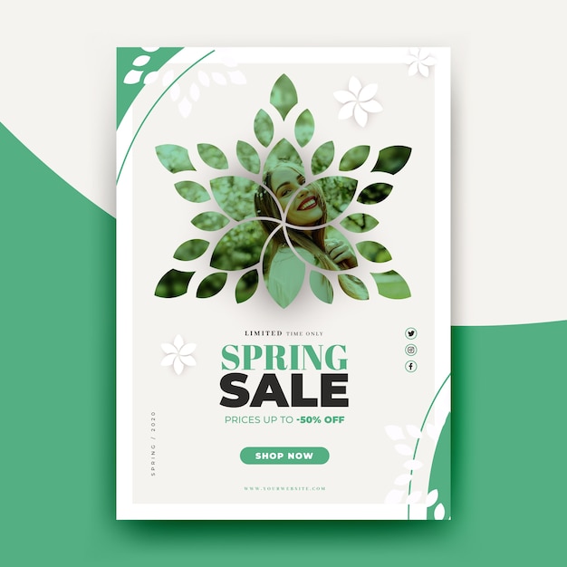 Spring sale flyer template with photo